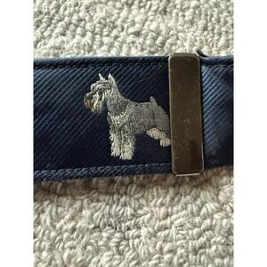 Vtg Cecile NYC Leather Belt Brass Buckle Schnauzer Dog Adjustable Size 29-42W